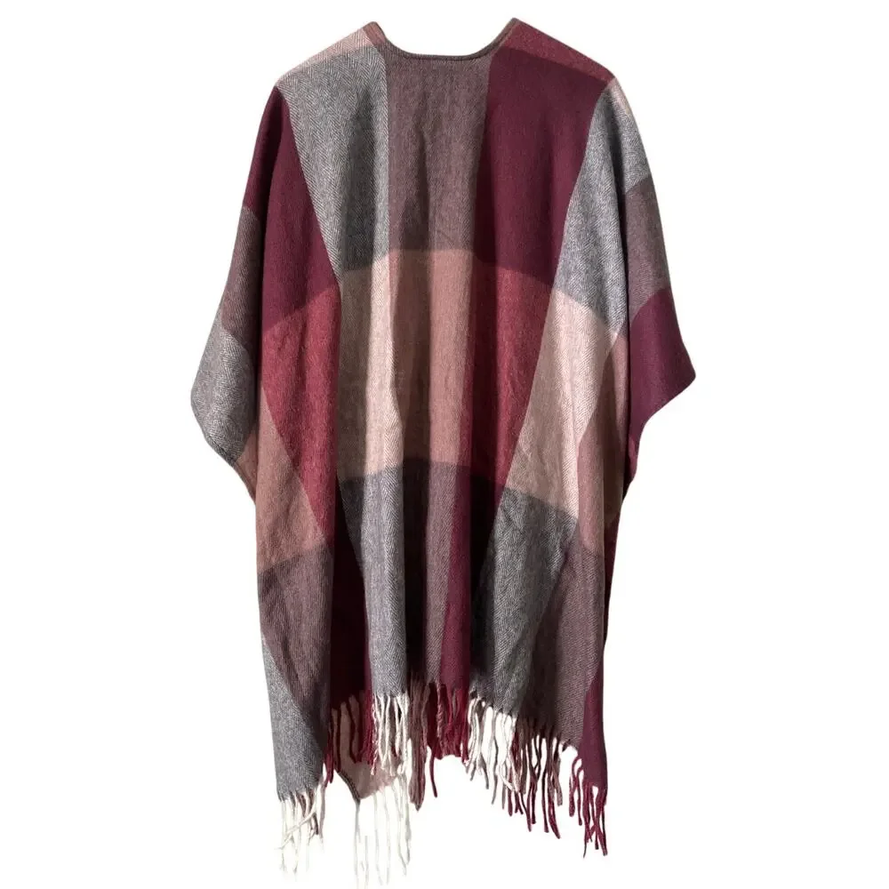 Woolrich Women's Daphine Plaid Cozy Blanket Wrap One Size Pink Gray Shawl Scarf